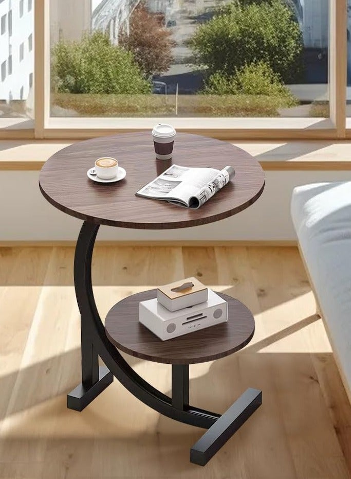 DubaiGallery طاولة قهوة طاولة جانبية غرفة المعيشة شقة صغيرة غرفة نوم شرفة ترفيهية طاولة جانبية مزدوجة الطبقات قابلة للتحريك خفيفة وفاخرة - Image 2