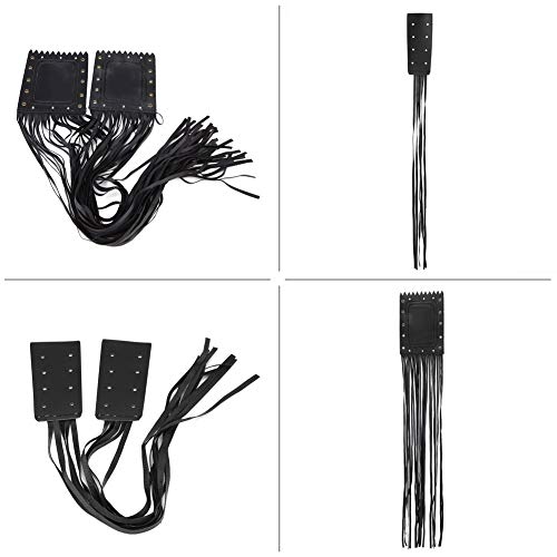 EVGATSAUTO 2pcs Universal Motorcycle Handlebar Tassel Fringe Grip Cover Lever Cover Waterproof, Throttle Grip Covers with Fringes Leather for Handle Bar Lever Black - Image 4