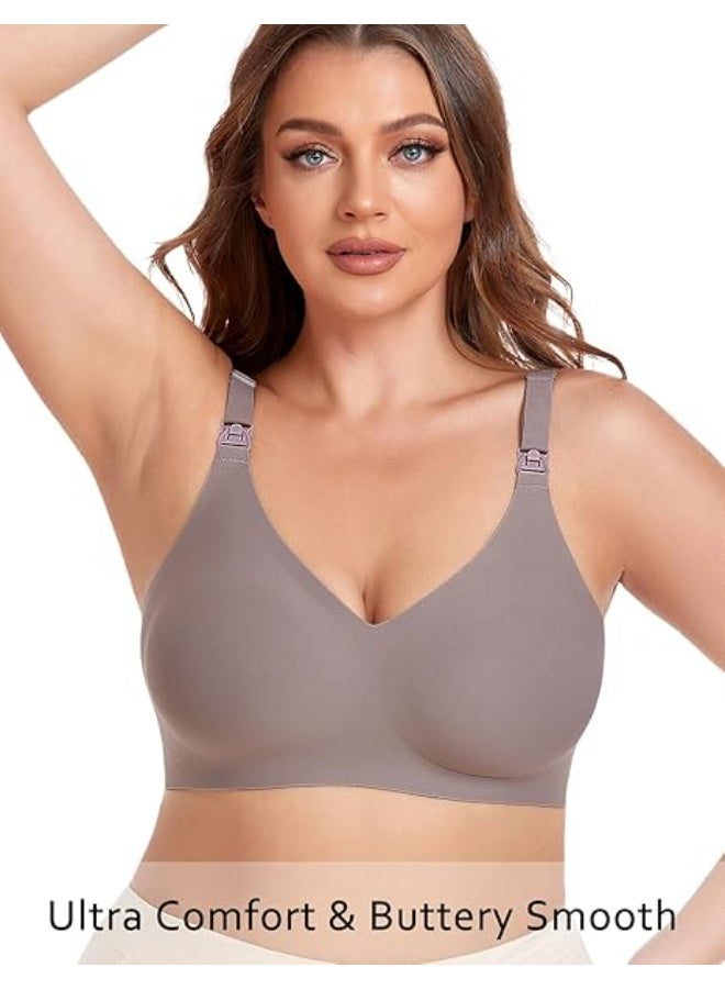 Vinfact ناعمة التمريض حمالات الصدر، سلسة، لاسلكية الرضاعة الطبيعية Bralette مع إضافية حمالة الصدر Extender (رمادي، الحجم: م) - Image 2