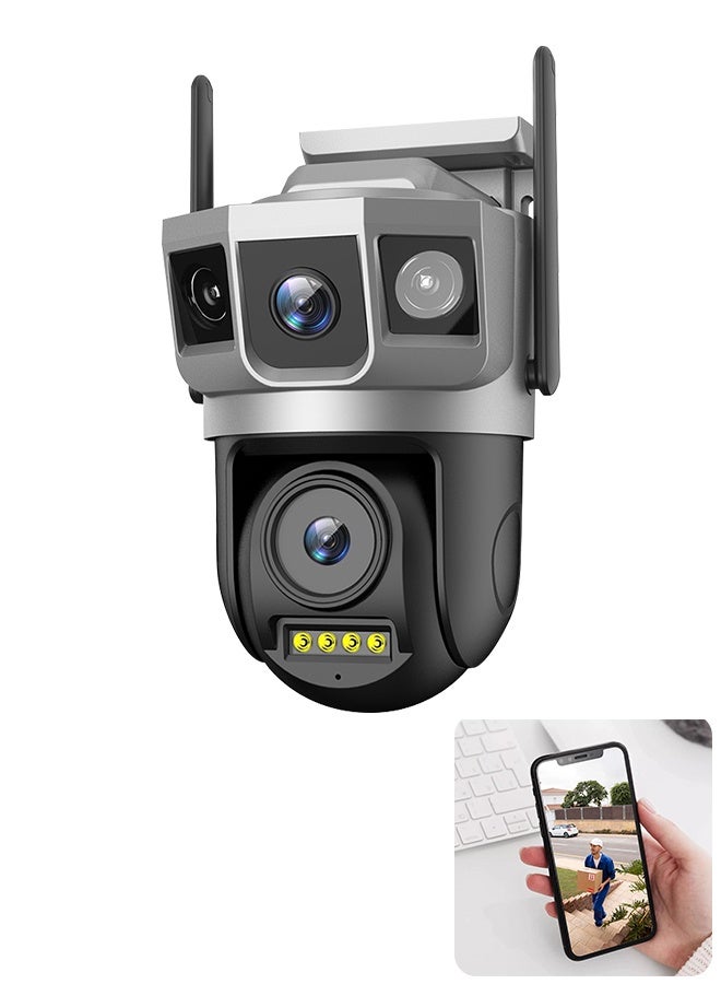 في 380 كاميرا أمان ثنائية العدسة بدقة 2 ميجابكسل، بزاوية 270 درجة، H.265، واي فاي، رؤية ليلية، كاميرا IP - Image 1