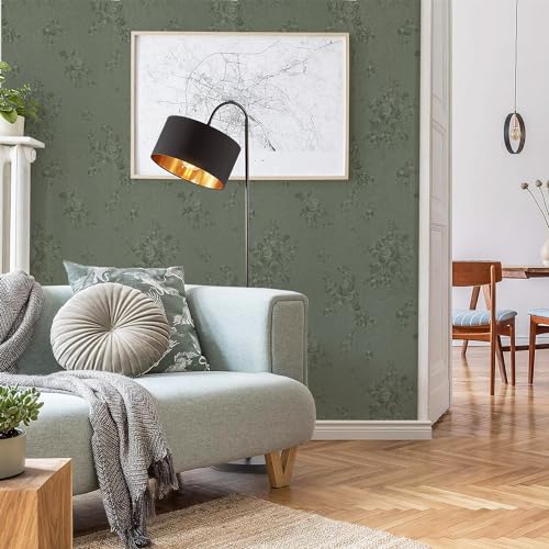 lenify Green Flower Wallpaper Stick and Peel 17.7inch x 118.1inch Embossed Floral Stick Peel Contact Paper Solid Pure Waterproof Green Self Adhesive Wallpaper Flower Removable Shelf Vinyl Roll - Image 4