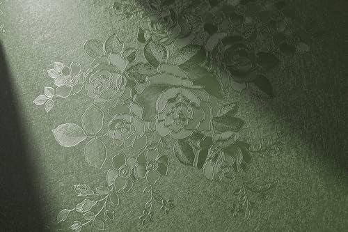 lenify Green Flower Wallpaper Stick and Peel 17.7inch x 118.1inch Embossed Floral Stick Peel Contact Paper Solid Pure Waterproof Green Self Adhesive Wallpaper Flower Removable Shelf Vinyl Roll - Image 1