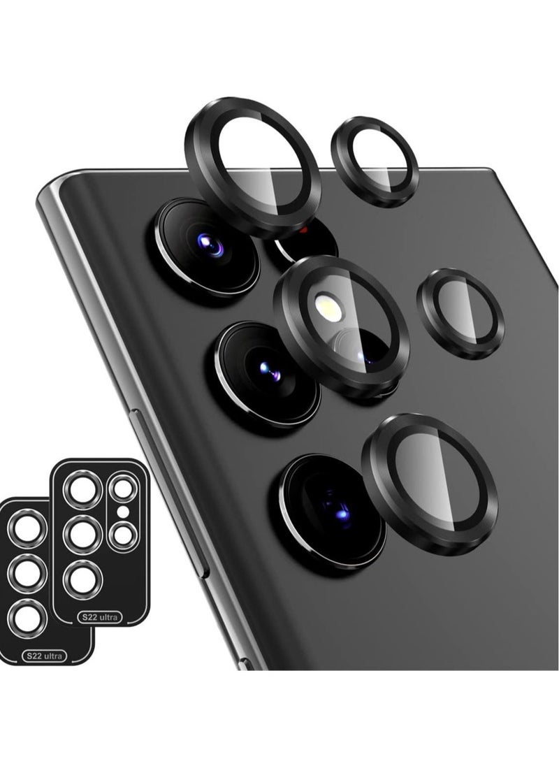 Raxoom 2-Pack [6+4 ] Samsung Galaxy S22 Ultra Camera Cover Lens Protector, Aluminum Alloy + Tempered Glass Camera Lens Protector - Image 1