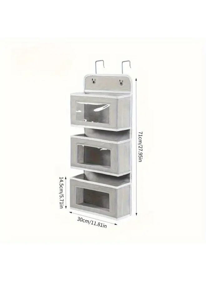 Gray 3 Tier Hanging Storage Box Organizer For Home Bedroom Bathroom Kitchen - Image 4