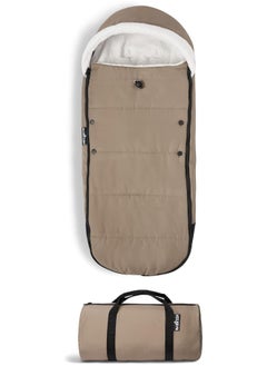 BABYZEN YOYO Footmuff, Taupe - Sherpa Lining & Fleece Hood with Drawstring to Keep Baby Warm - Includes Carrying Bag - Machine Washable