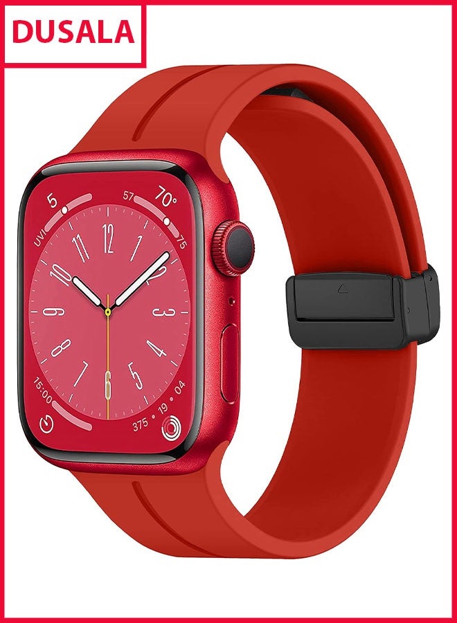 DUSALA Magnetic Silicone Watch Band 38mm/40mm/41m Quick Release Strap for Men & Women Soft Skin Friendly Sport Replacement Band for Smartwatch & Analog Watches Durable, Waterproof, Magnetic Folding Clasp for All-Day Comfort - Image 1