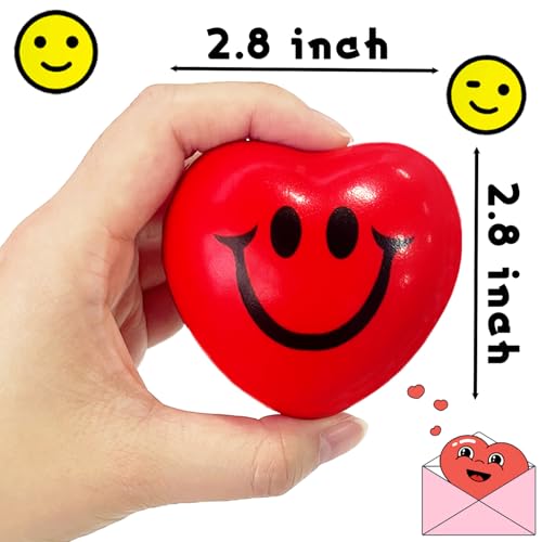 Eerrhhaq 24 PCS Valentines Day Heart Stress BallsRed Smile Face Squeeze BallsHeart Shaped Foam Balls for Kids and AdultsValentine Party Favors - Image 5