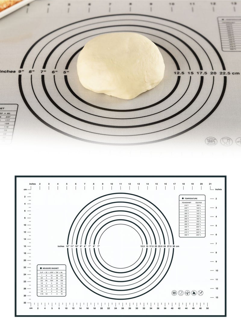 Silicone Pastry Mat with Measurement, Kids Baking Mat for Fondant, Rolling Dough, Pie Crust, Pizza and Cookies, Dough Mat, Counter Mat ,15.7x 23.6 In,Black - Image 1