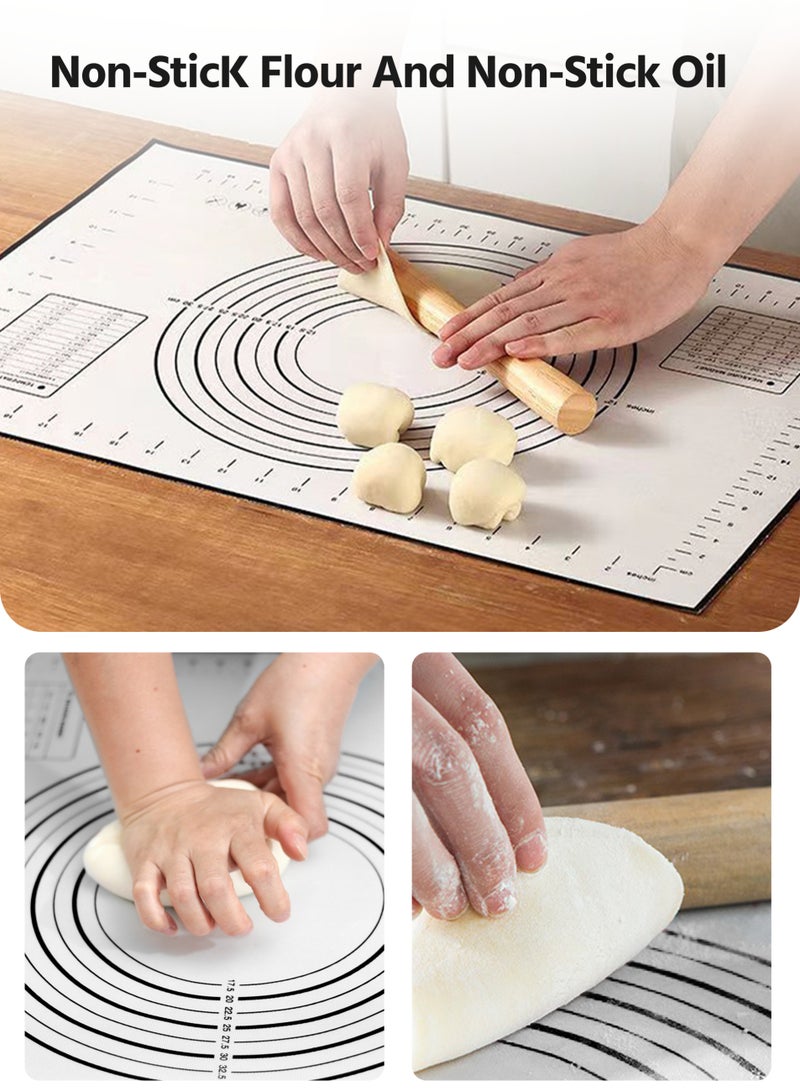 Silicone Pastry Mat with Measurement, Kids Baking Mat for Fondant, Rolling Dough, Pie Crust, Pizza and Cookies, Dough Mat, Counter Mat ,15.7x 23.6 In,Black - Image 2