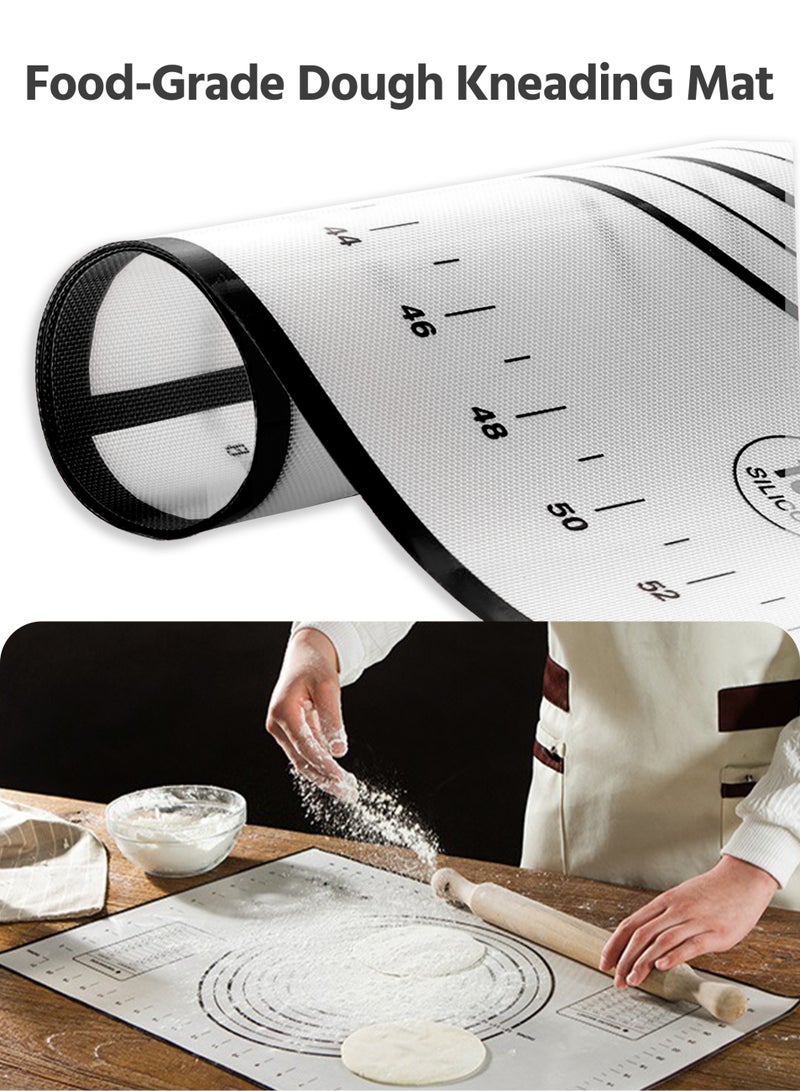 Silicone Pastry Mat with Measurement, Kids Baking Mat for Fondant, Rolling Dough, Pie Crust, Pizza and Cookies, Dough Mat, Counter Mat ,15.7x 23.6 In,Black - Image 3