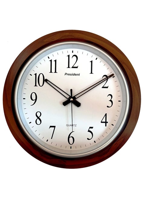 President Quartz Analog Quartz Official Designer Big Size Wall Clock for Home, Hall, Office (42 X 42 cms Colour-Wood and White)
