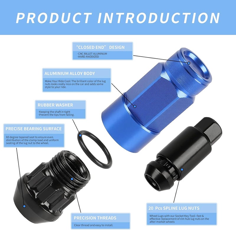 EZPROIT 20PCS Closed End Lug Nuts Set with Socket - Image 5