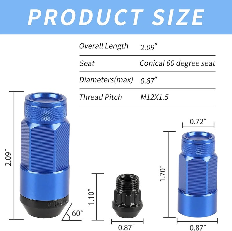 EZPROIT 20PCS Closed End Lug Nuts Set with Socket - Image 2