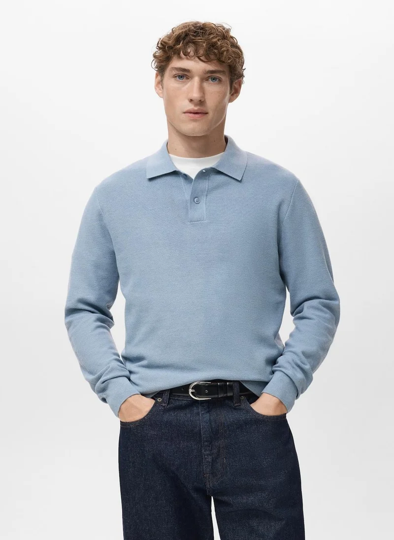 Mango Man Micro-structured cotton polo shirt