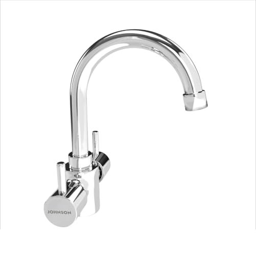 Johnson Bathrooms Coral Brass Center Hole Basin Mixer Faucet |Chrome Finish| High Pressure Resistant & Leak-Free| with 2 Braided Hoses| Provision for Hot & Cold Water| 10 Years Warranty - Image 4
