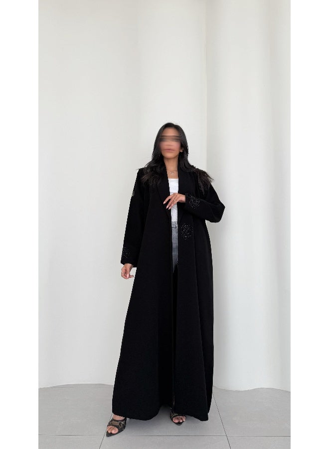 آية MWT510 عباية بليزر أسود مع شك خفيف - Image 1