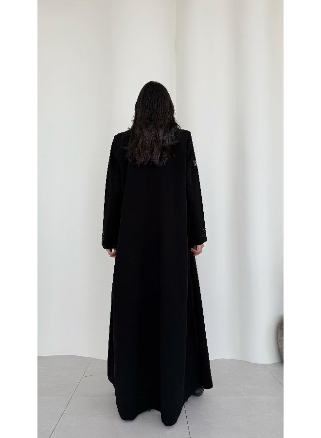 آية MWT510 عباية بليزر أسود مع شك خفيف - Image 2