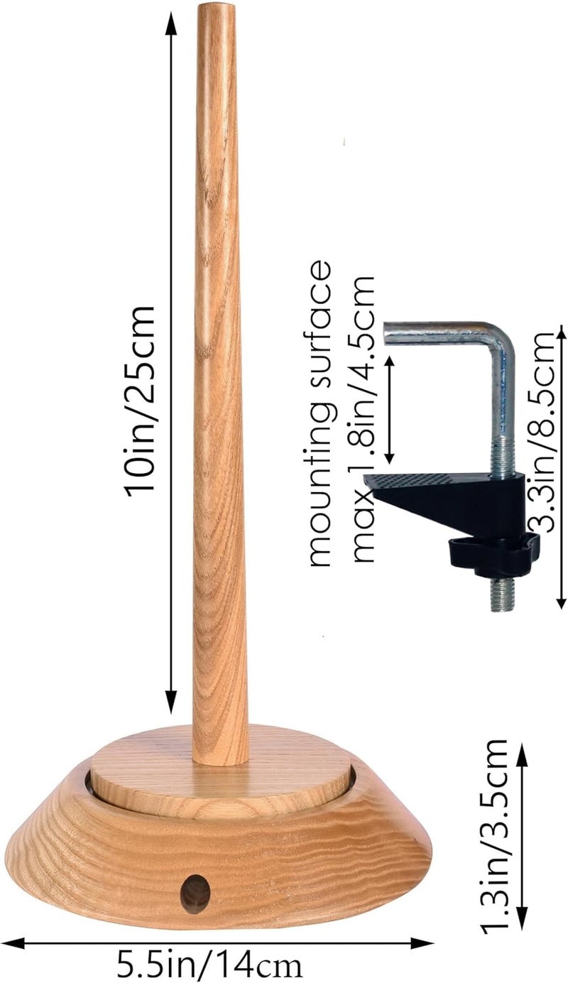 Barva Yarn Holder 22 Lb Capacity w/Table Clamp for Chunky Yarn | Smooth Bearing Spinner & Big Rubber Anti Slip Pads for Stability | European Wood Crochet Accessories and Pro Tools for Fiber Crafts - Image 2