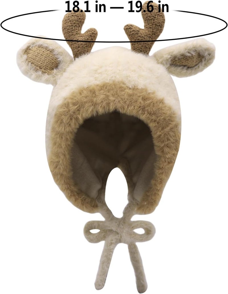 leomoste Baby Beanie Hat Cute Antlers Reindeer Crochet Knitted Hat Winter Warm Cap for Toddler Boys Girls - Image 5