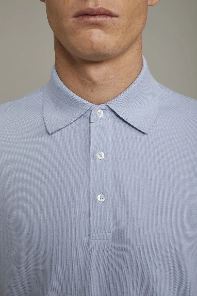 Doppelganger Blue Men's short sleeve polo shirt 100% piquet cotton regular fit - Sky for Men | Best Price UAE