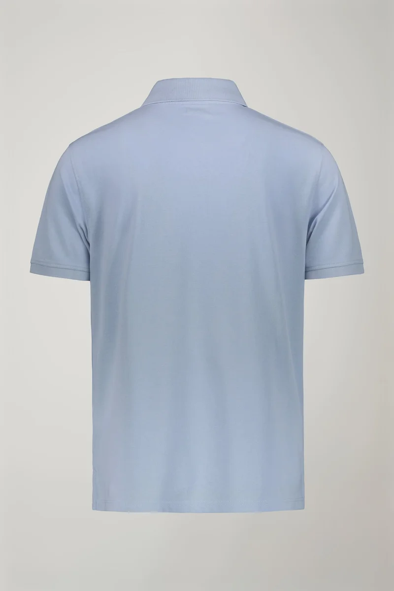 Doppelganger Blue Men's short sleeve polo shirt 100% piquet cotton regular fit - Sky for Men | Best Price UAE