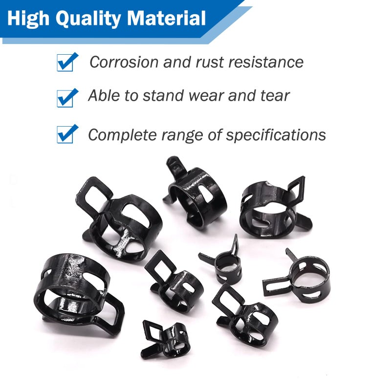 Tnisesm 132Pcs 6-25MM Spring Hose Clamps With Hose Clamp Pliers, Black Small Hose Clamps Automotive Fuel Hose Clamp Silicone Vacuum Hose Pipe Low Pressure Air Clip Clamp - Image 3