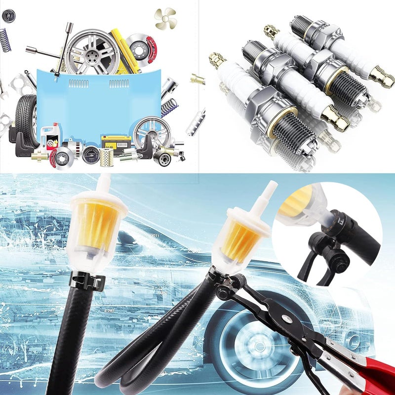 Tnisesm 132Pcs 6-25MM Spring Hose Clamps With Hose Clamp Pliers, Black Small Hose Clamps Automotive Fuel Hose Clamp Silicone Vacuum Hose Pipe Low Pressure Air Clip Clamp - Image 5
