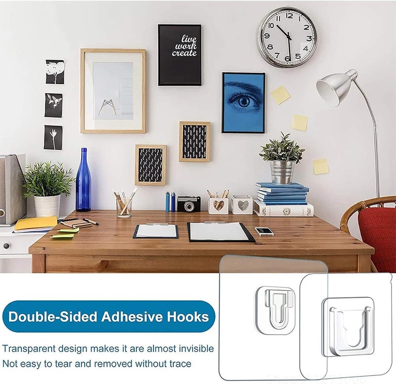 ERZA Double Sided Adhesive Hooks, Heavy Duty Wall Hook, Waterproof Wall Hanger Holder, Wall Hooks for Hanging, Self Adhesive Hooks for Bathroom Kitchen Office Hanging, Transparent, Pack of 6 - Image 4