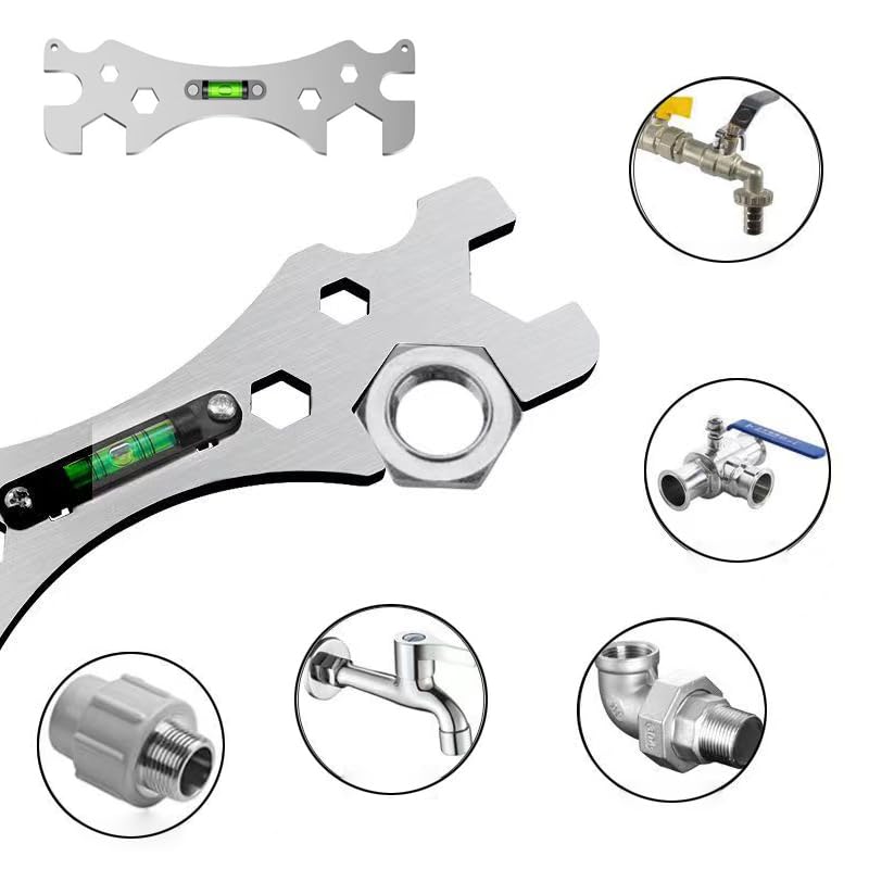 RecDec Faucet Wrench Shower Spanner 9mm 12mm 14mm 17mm 23mm 30mm Screw Nut Openings with Level for Shower Repair Bathroom Hose Pipe Plumbing Removal Basin Tap Drain Sink Tool - Image 3