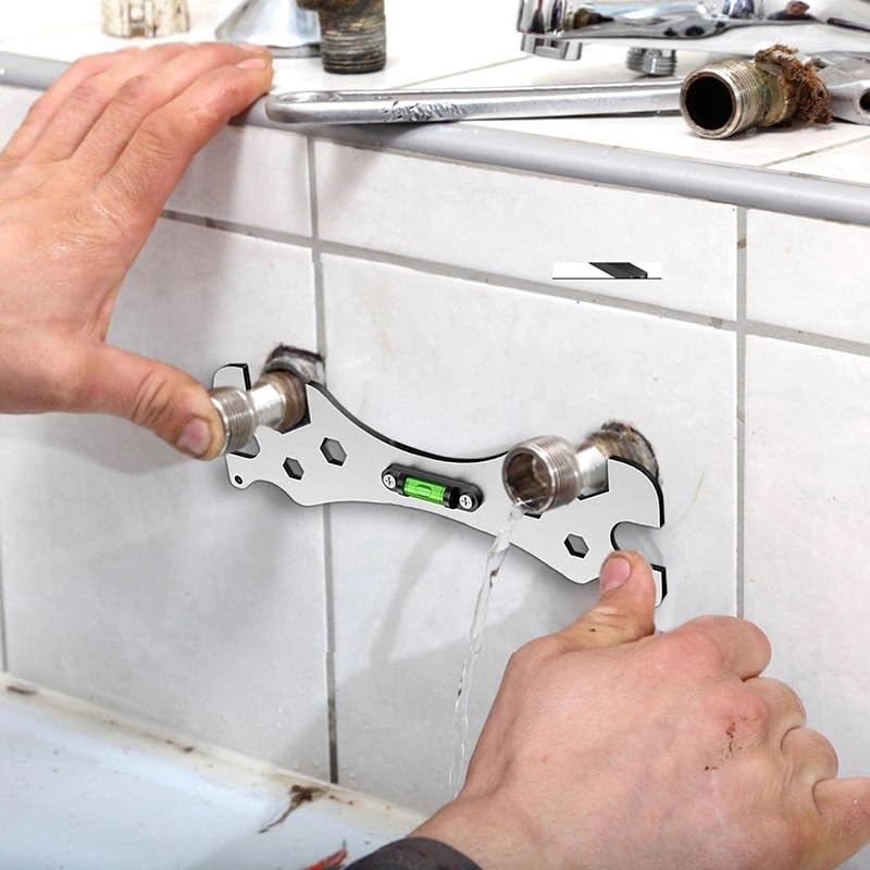 RecDec Faucet Wrench Shower Spanner 9mm 12mm 14mm 17mm 23mm 30mm Screw Nut Openings with Level for Shower Repair Bathroom Hose Pipe Plumbing Removal Basin Tap Drain Sink Tool - Image 5
