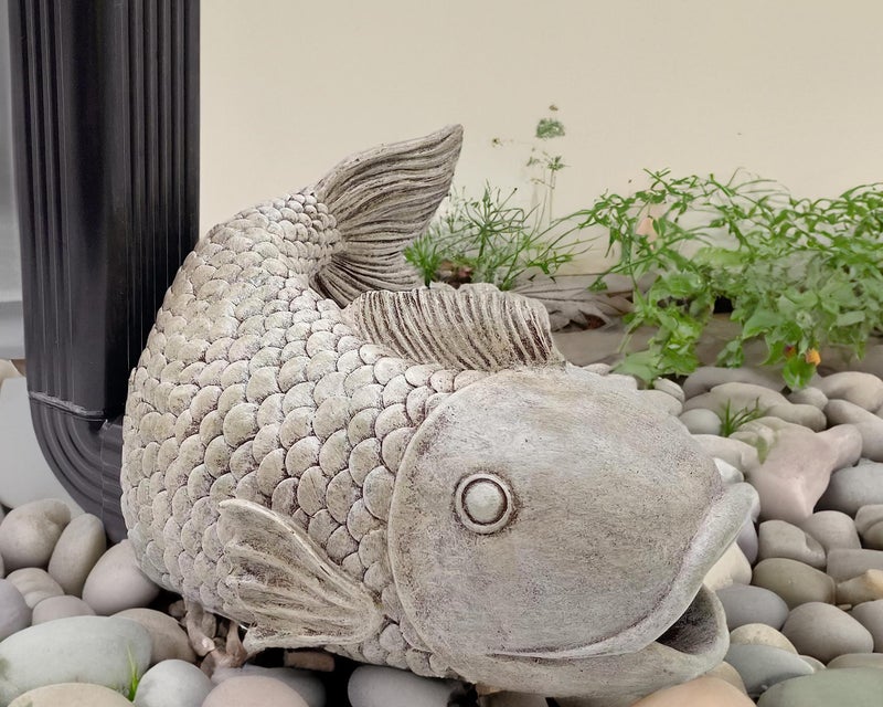 Euiroet Real Fish Sculpture Gutter Diverter Rain,Eco-Friendly Resin Gutter Extender Diverter,Deco Gutter Extension Downspout, Splash Block, Perfect Rain Gutter Downspout Extension for 3"x4" Downspouts - Image 3