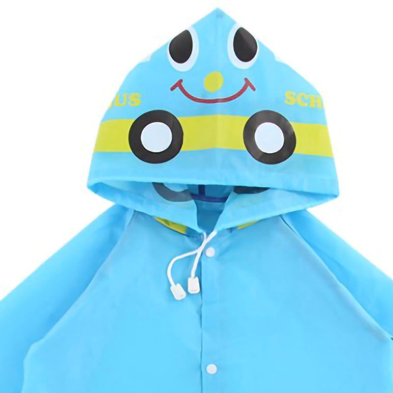 Childrens Raincoat Lightweight 200g Adjustable Collar Blue Cartoon Animal - Image 3