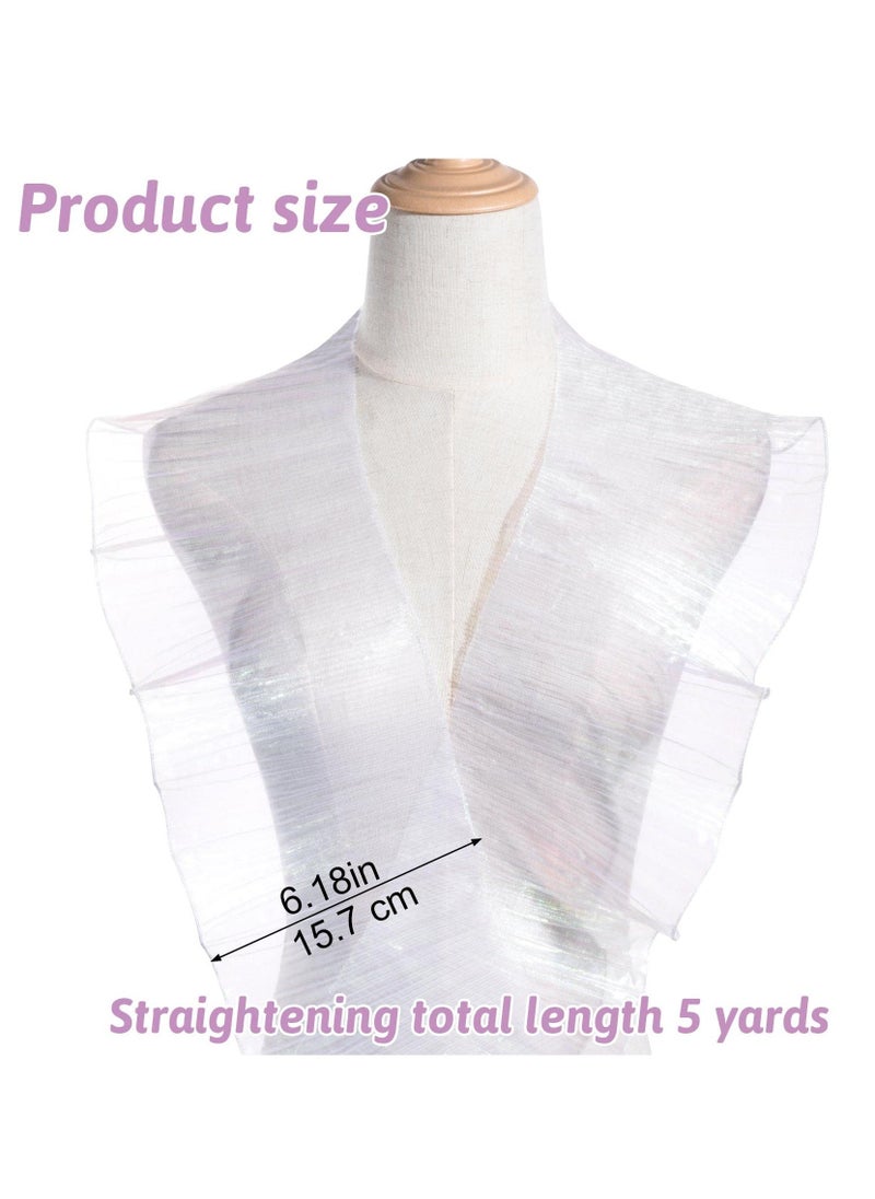 SYOSI 5 Yards White Ruffled Lace Trims, Pleated Lace Fabric Trim, Organza Fabric Chiffon Tulle Ruffle Lace for Sewing DIY Craft Decoration Dress Collars Sleeves Decor Appliques Patches (W, 4.72 inch)  - Image 2