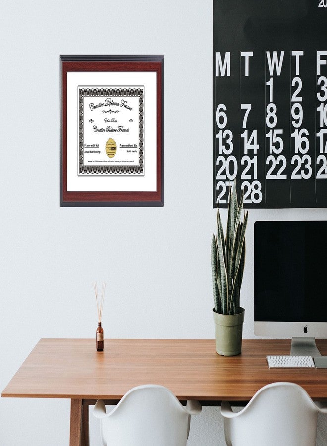 Creative Picture Frames 9x12 Majestic Mahogany Diploma Frame with White Mat including Glass | Frame Holds 11x14 Media without Mat - Image 2