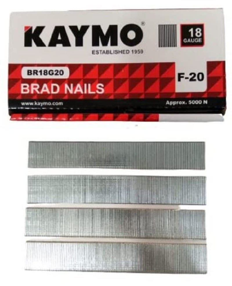 Kaymo F-Series 18G Brad Nails 20 mm - 5000 Nails | Heavy-Duty Steel Fasteners for Woodwork, Modular Kitchens, MDF, Canvas Art, Construction | High Precision | Compatible with Kaymo Brad Nailers - Image 2