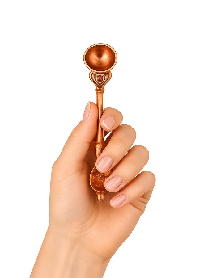 Awadh® Copper Achmani Spoon, for Pooja Size: 4 Inch Set of 1 Pcs. Jharna Amrit Spoon/Charnamrit Spoon/Panchamrit Spoon/Tamba Spoon - Image 5