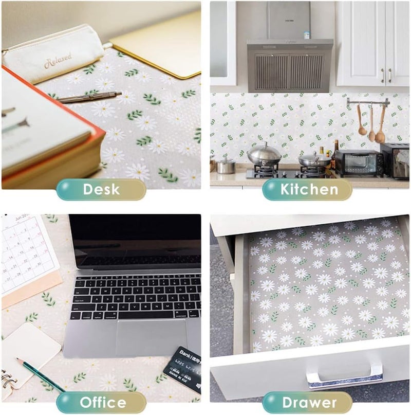 Yancorp Drawer Liners Cupboard Liners Non Adhesive Shelf Liners for Kitchen Tool Box Bedroom Refrigerator12in98ft Clear Daisy - Image 4