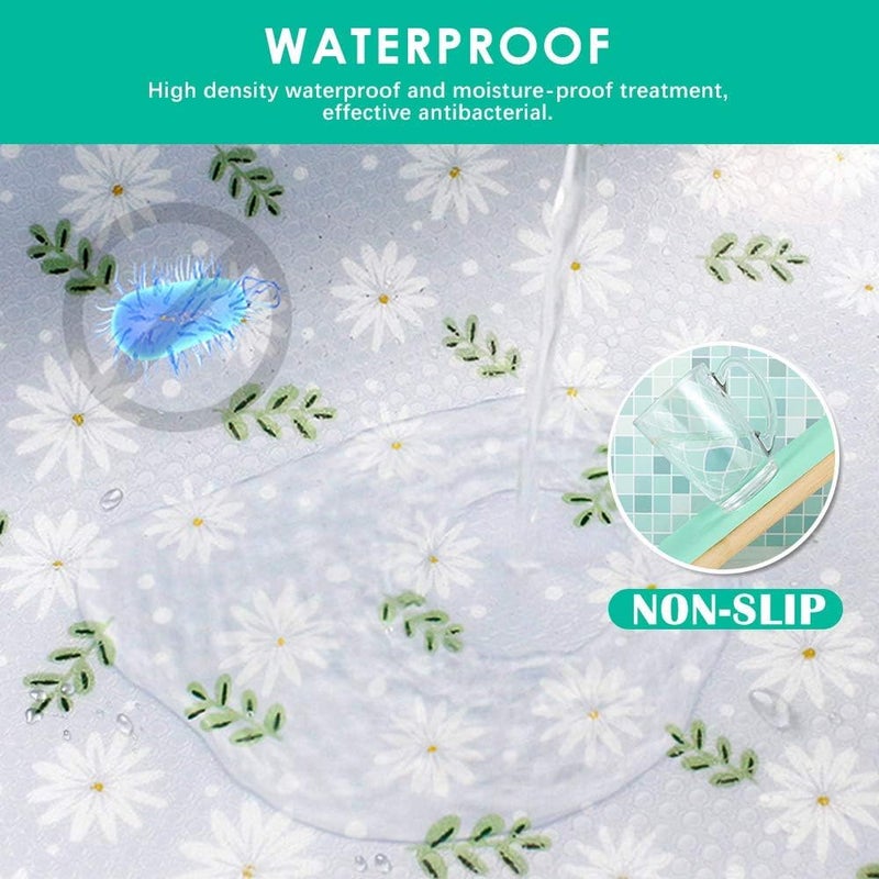 Yancorp Drawer Liners Cupboard Liners Non Adhesive Shelf Liners for Kitchen Tool Box Bedroom Refrigerator12in98ft Clear Daisy - Image 2