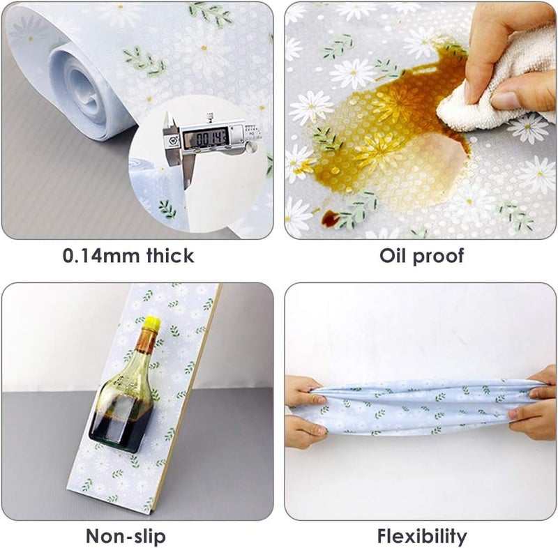 Yancorp Drawer Liners Cupboard Liners Non Adhesive Shelf Liners for Kitchen Tool Box Bedroom Refrigerator12in98ft Clear Daisy - Image 5
