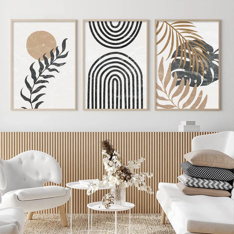 ARS Graphics ARS® Mid Century Modern Boho Wall Art - Beige Abstract Canvas Painting - 16x24inch No Frame - Image 5
