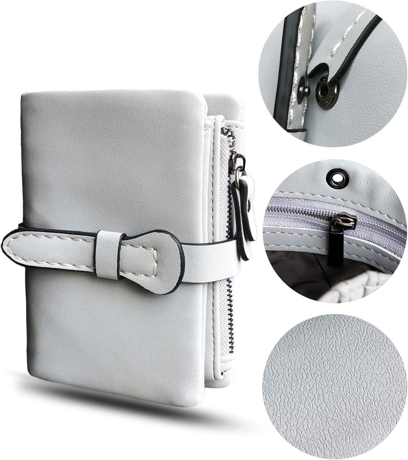 AOXONEL Women's Small Bifold Leather wallet Rfid blocking Ladies Wristlet with Card holder id window Coin Purse - Image 3