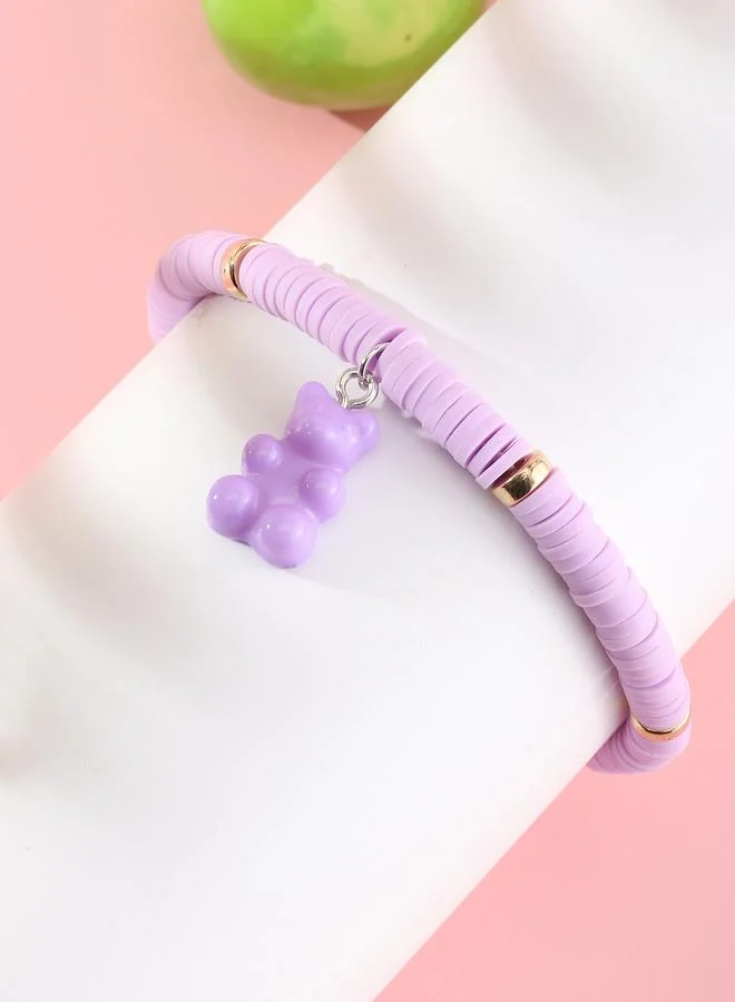 Take Two Girls Purple Gummy Bear Charm Beaded Bracelet