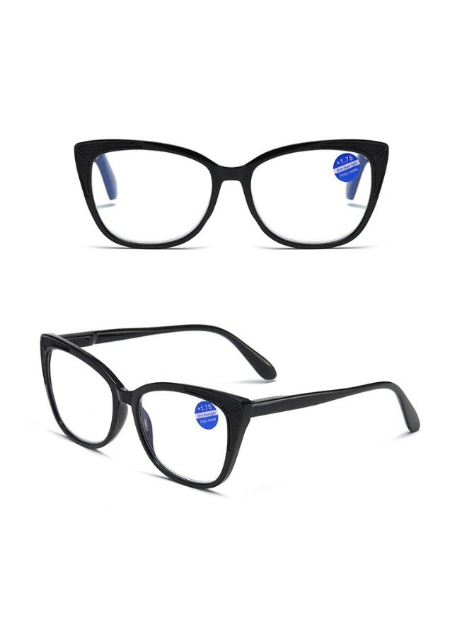 Booma Opticals NAOMI-C1 +3.00 Reading Glasses for Women 3.0 Magnification, Presbyopia Eyeglasses, Anti-Blue Light , Stylish Black Cat Eye Frame, Computer Eyestrain Relief - Image 2