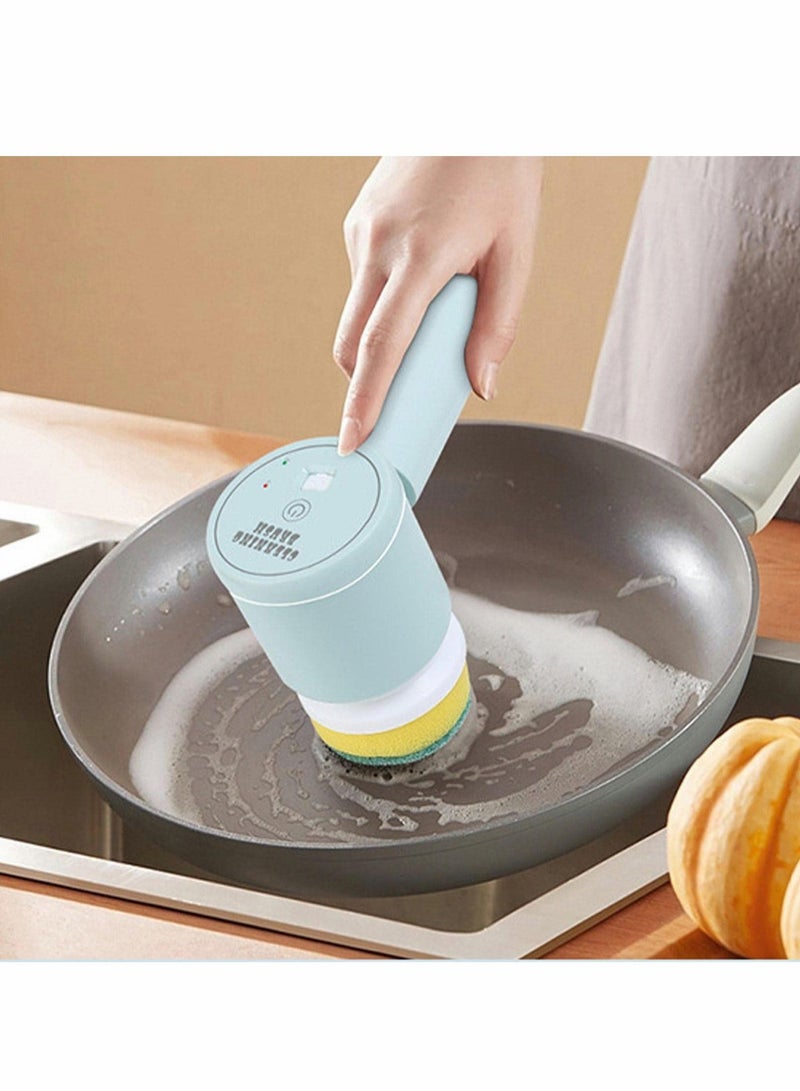 Y&D Electric Spin Scrubber, Cleaner With 3 Replaceable Cleaning Brush, Power Scrubber Cordless Rechargeable Shower for Tub, Tile Floor, Sink, Bathtub, Window, Wall(Blue)  - Image 1