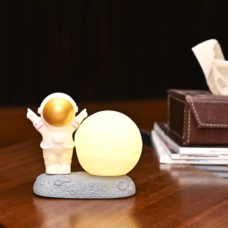 ZAICUS 10 cm Moon Lamp with Astronaut Figurine | Stunning Golden LED Light for Home, Office Desk, Car Dashboard, Modern Room Décor, and Perfect Gifting Idea - Image 3