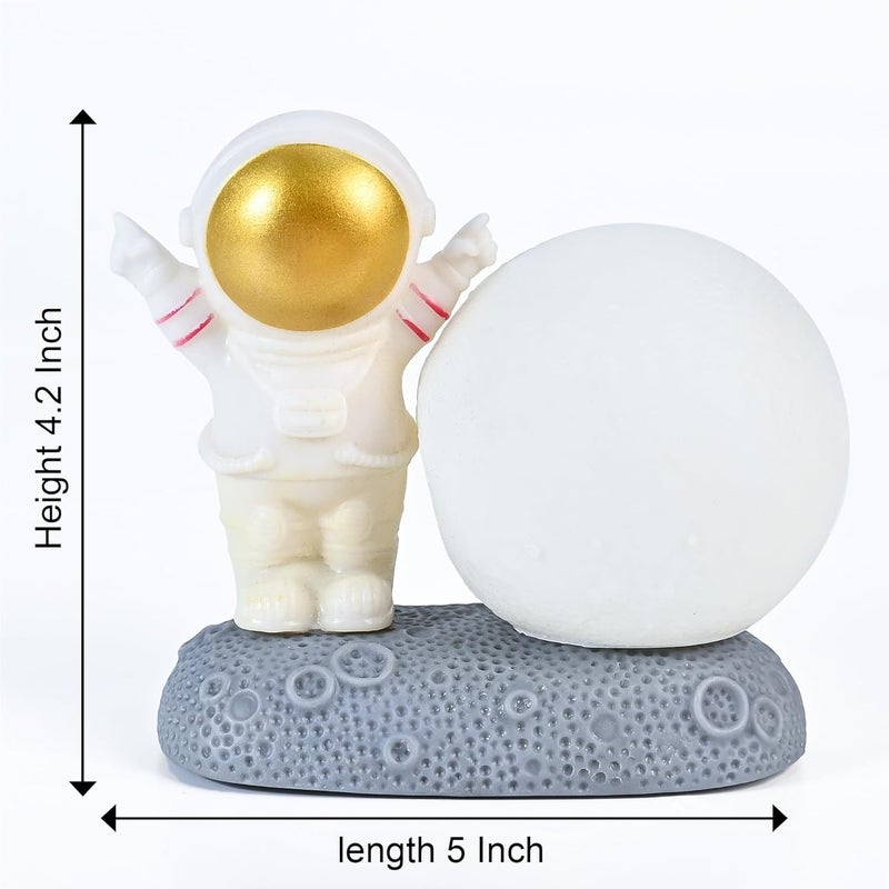 ZAICUS 10 cm Moon Lamp with Astronaut Figurine | Stunning Golden LED Light for Home, Office Desk, Car Dashboard, Modern Room Décor, and Perfect Gifting Idea - Image 2