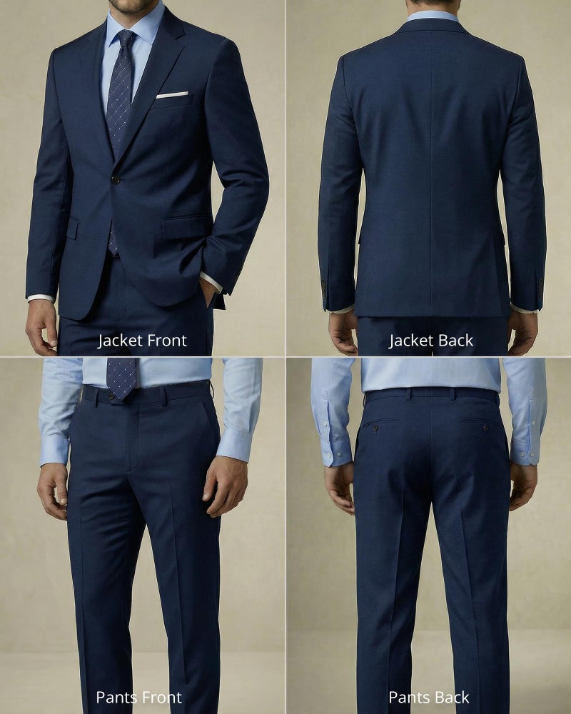 YND Men's 2 Piece Suit with Tie, One Button Slim Fit Solid Jacket and Pants Set, Suits for Men Prom Party Wedding & Business, Deep Blue - Image 3
