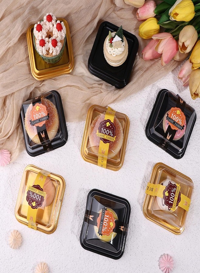 TBoxBo 150 PCS Clear Plastic Mini Cake Boxes 3.5Inch Muffin Boxes Biscuit Boxes Cheese Pastry Moon-Cake Dessert Box Packaging Containers for Party, With Sticker To Secure The Lid - Image 4