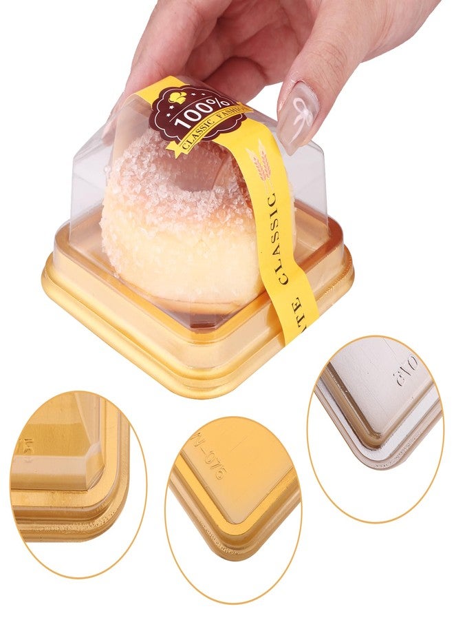 TBoxBo 150 PCS Clear Plastic Mini Cake Boxes 3.5Inch Muffin Boxes Biscuit Boxes Cheese Pastry Moon-Cake Dessert Box Packaging Containers for Party, With Sticker To Secure The Lid - Image 3