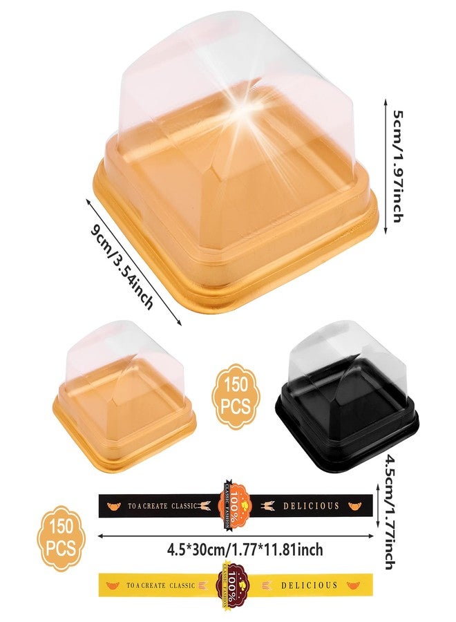 TBoxBo 150 PCS Clear Plastic Mini Cake Boxes 3.5Inch Muffin Boxes Biscuit Boxes Cheese Pastry Moon-Cake Dessert Box Packaging Containers for Party, With Sticker To Secure The Lid - Image 2